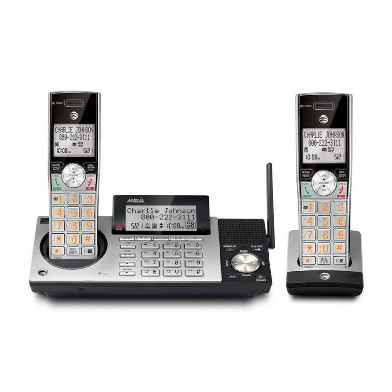 AT&T CL83215 DECT 6.0 Cordless Phone With Digital Answering System, 2 Handsets (Silver Black/New)
