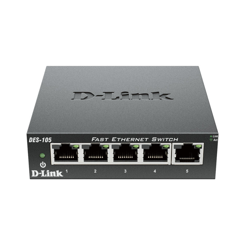 D-Link DES-105 5-Port 10/100 Unmanaged Metal Desktop Switch (New)