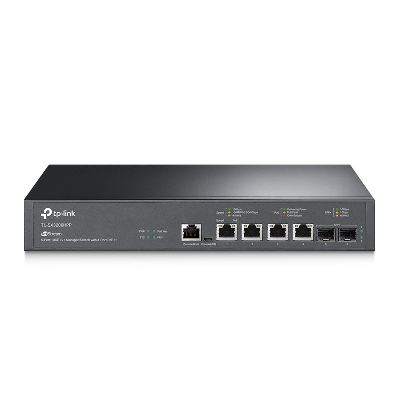 TP-Link TL-SX3206HPP JetStream 6-Port 10GE L2+ Managed Switch with 4-Port PoE++ (New)