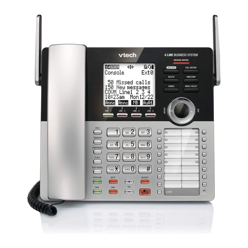 VTech CM18445 Main Console DECT 6.0 4-Line Expandable Small Business Office Phone (Silver Black/New)