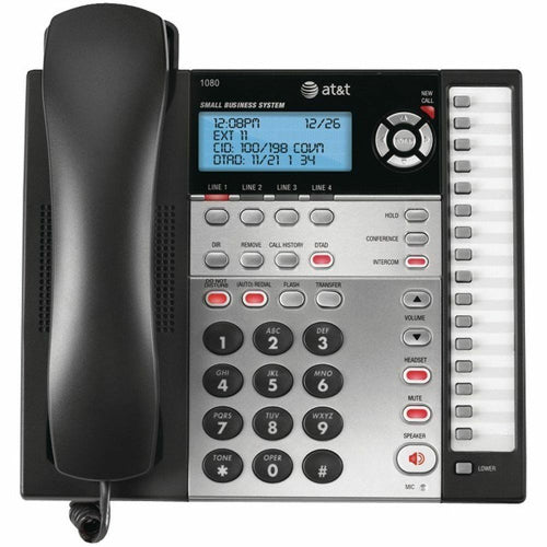 AT&T 1080 4-Line Phone w/ Answering System, CID and Speakerphone (Dark Silver/Refurbished)