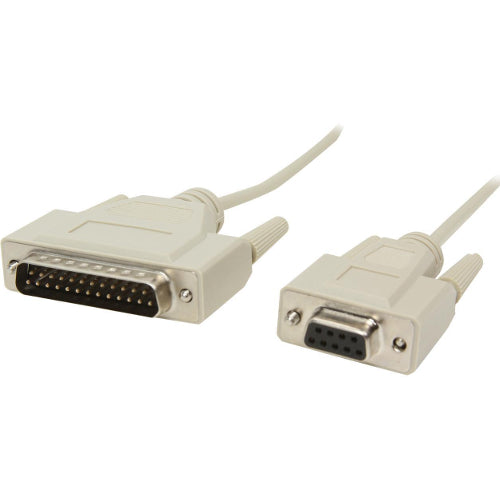 C2G 03020 10ft DB25 Male to DB9 Female Null Modem Cable
