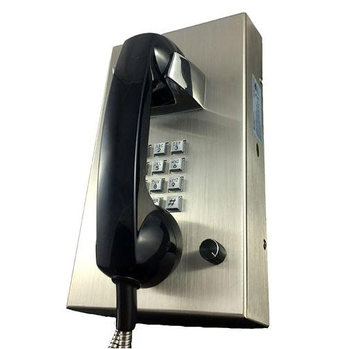 Cortelco VR16SS Stainless Steel Wall Phone with Armored Cord