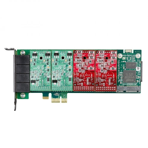 Digium 1A4B04F 4-Port Modular Analog PCI-Express Card with 2 Station & 2 Trunk Interfaces and Echo Cancellation