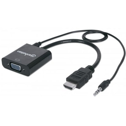 Manhattan 151450 HDMI Male to VGA Female Converter with Audio and Optional USB Micro-B Power Port