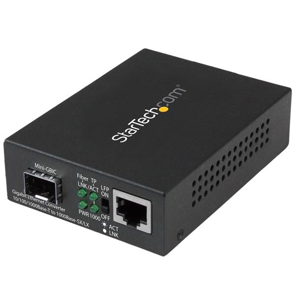 StarTech MCM1110SFP Gigabit Ethernet Fiber Media Converter with Open SFP Slot