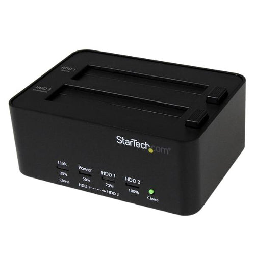 StarTech SATDOCK2REU3 USB 3.0 SATA 2.5/3.5 inch Hard Drive Duplicator and Eraser Dock
