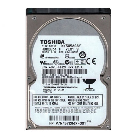 Toshiba MK5056GSY 2.5 inch SATA Hard Disk Drive (Refurbished)