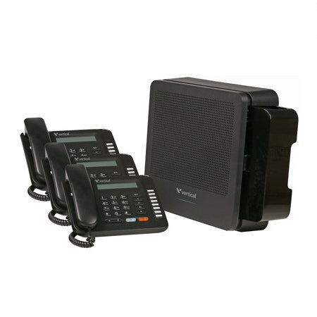 Vertical Vodavi VS-5000B-38B Summit 4x8 KSU with Voicemail and Three 8-Button Phones