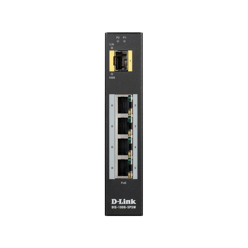 D-Link DIS-100G-5PSW 5-Port Gigabit Unmanaged Industrial PoE Switch (New)