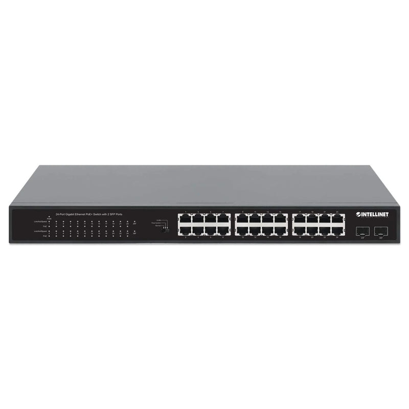 Intellinet 561891 24-Port Gigabit Ethernet PoE+ Switch with 2 SFP Ports (New)