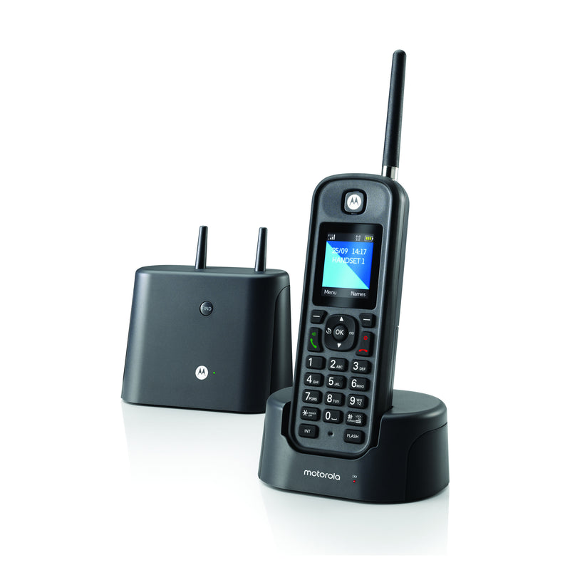 Motorola O211 DECT 6.0 Long Range Cordless Phone, 1 Handset (Black/New)