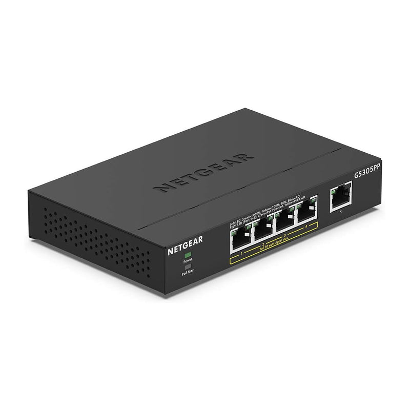 Netgear GS305PP-100NAS 5-Port Gigabit Ethernet Unmanaged PoE Switch (New)