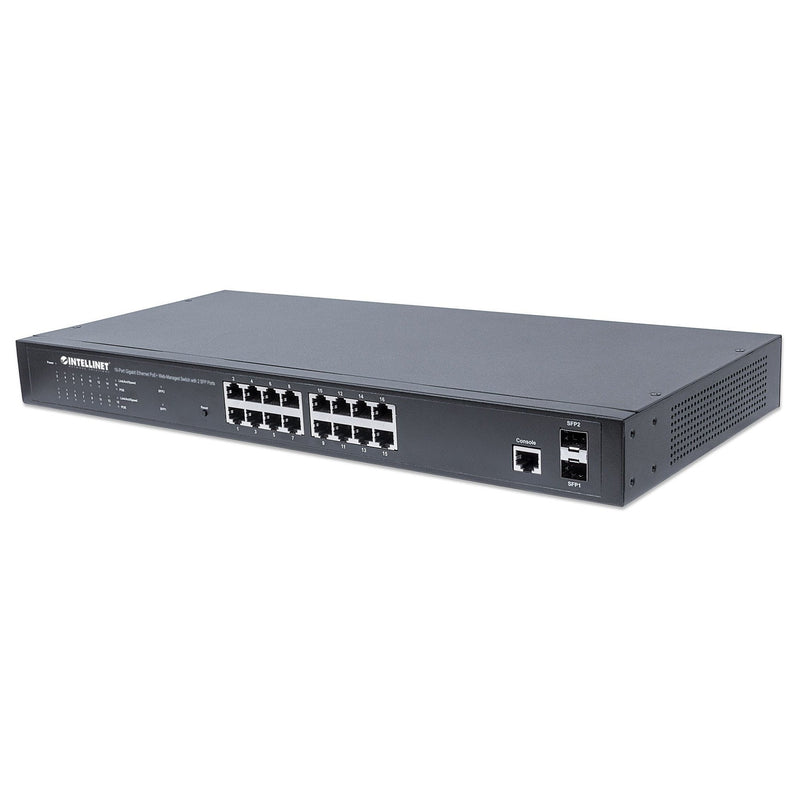Intellinet 561341 16-Port Gigabit PoE+ Web-Managed Switch With 2 SFP Ports (New)