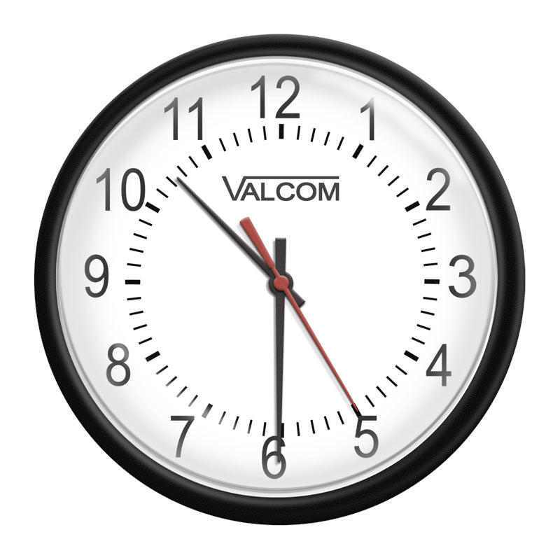 Valcom V-A11012B 12 Inch Analog Wired Round Clock Black (New)