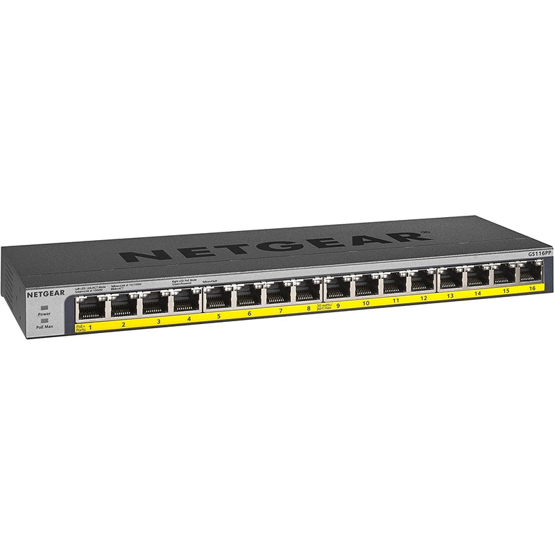Netgear GS116PP-100NAS 16-Port 183W PoE-PoE+ Gigabit Ethernet (New)