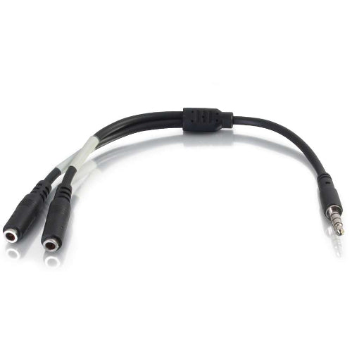 C2G 27394 6 inch 4-pin 3.5mm Microphone and Headphone Breakout Adapter Y-Cable