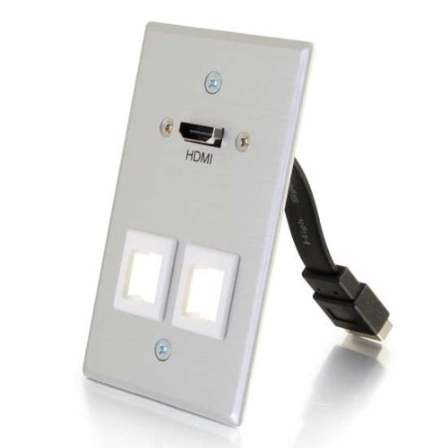 C2G 60160 HDMI Pass Through Single Gang Wall Plate with Two Keystones