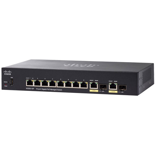 Cisco SG350-10MP-K9-NA 10-Port Gigabit PoE Managed Switch