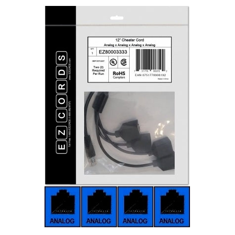 EZCords EZ80003333 4-Port Analog Cheater Cord