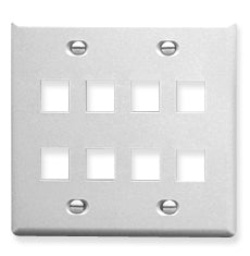 ICC Flat Faceplate Double 8-Port (White)