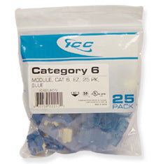 ICC Category 6 EZ Modular Connectors, 25-Pack (Blue)