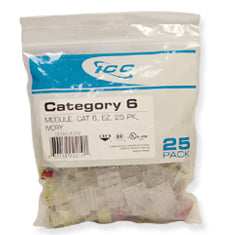 ICC Category 6 EZ Modular Connectors (25-Pack) (Ivory)