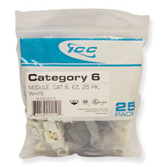 ICC Category 6 EZ Modular Connectors (25-Pack) (White)