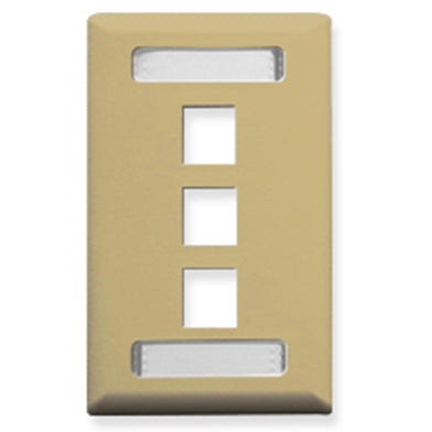 ICC IC107S03IV 3-Port Single Gang Faceplate (Ivory)