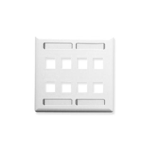 ICC IC107SD8WH 2-Gang 8-Port Faceplate (White)