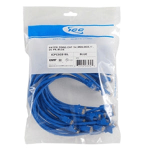 ICC Category 6 Molded 7' Patch Cords, 25-Pack (Blue)