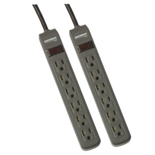 MinuteMan MMS362P 3 ft 6-Outlet Power Strip (2-Pack)