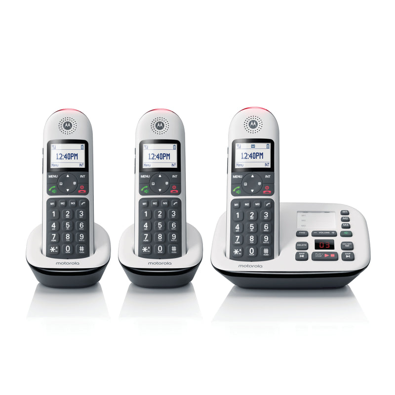Motorola CD5013 DECT 6.0 Cordless Phone with Answering Machine, Call Block and Volume Boost, 3 Handsets (New)