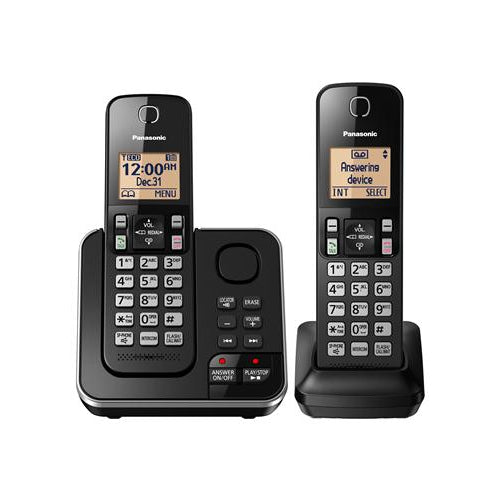 Panasonic KX-TGC362B DECT 6.0 Expandable Cordless Phone System with 2 Handsets