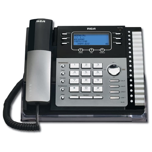 RCA 25424RE1 4-Line Expandable System Speakerphone with Call Waiting/Caller ID (Black/Refurbished)