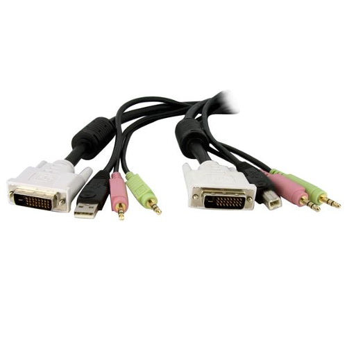 StarTech DVID4N1USB6 6ft 4-in-1 USB DVI-D KVM Cable with Audio and Microphone