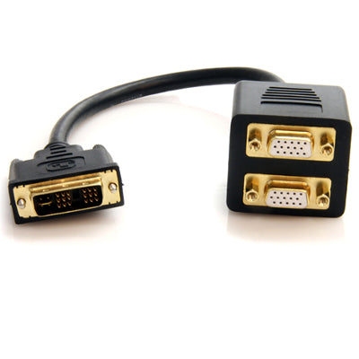 StarTech DVISPL1VV 1ft DVI-I Analog to 2x VGA Video Splitter Cable Male/Female