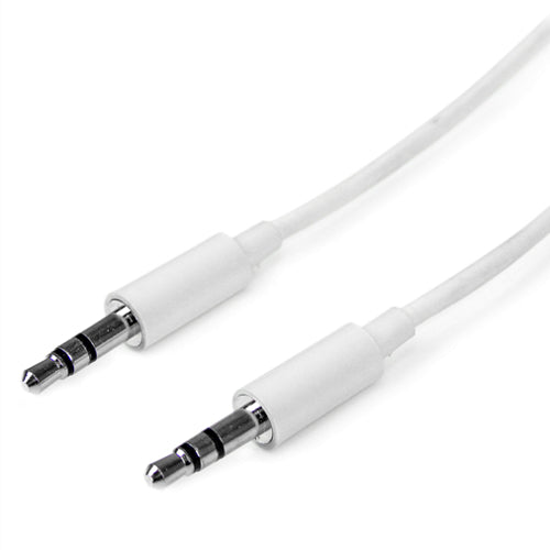 StarTech MU1MMMSWH 1m White Slim 3.5mm Stereo Audio Cable Male/Male