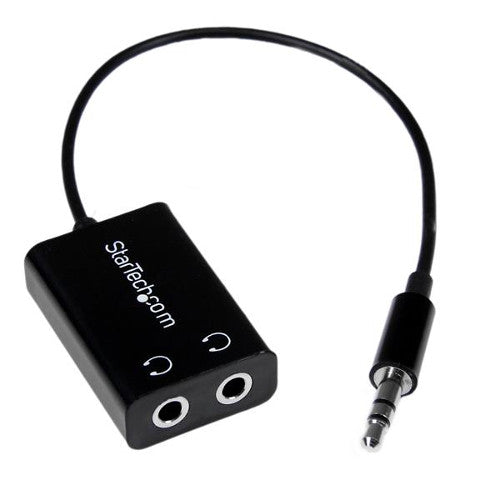 StarTech MUY1MFFADP 3.5mm Slim Mini Jack Headphone Splitter Cable Adapter Male/Female (Black)