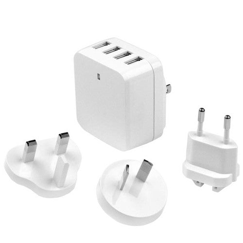 StarTech USB4PACWH 4-Port USB International Travel Wall Charger (White)