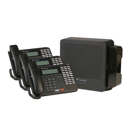 Vertical Vodavi VS-5000B-330B Summit 4x8 KSU with Voicemail and Three 30-Button Phones