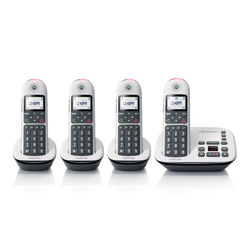 Motorola CD5014 DECT 6.0 Cordless Phone with Answering Machine, Call Block and Volume Boost, 4 Handsets (New)