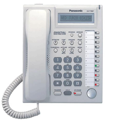 Panasonic KX-T7667 12-Button Backlit Display Proprietary Speakerphone (White/Refurbished)