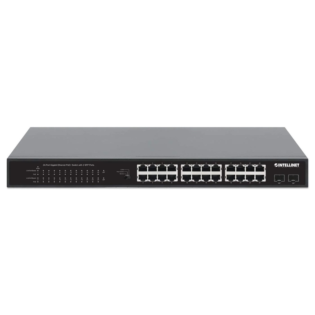 Intellinet 561891 24-Port Gigabit Ethernet PoE+ Switch with 2 SFP Ports (New)