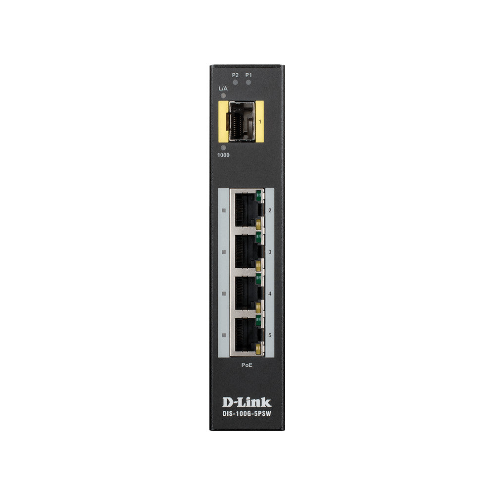 D-Link DIS-100G-5PSW 5-Port Gigabit Unmanaged Industrial PoE Switch (New)