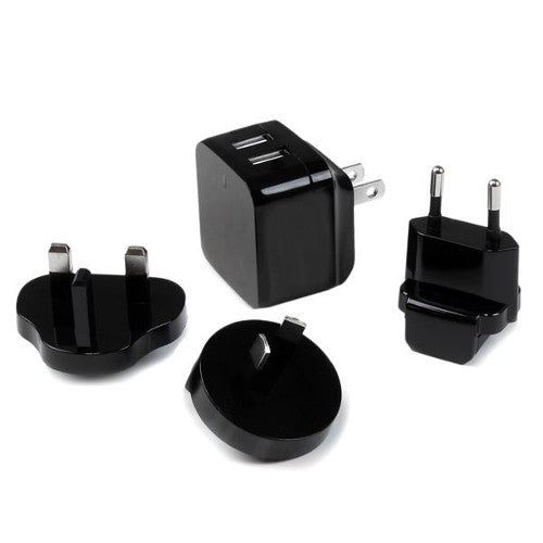 StarTech USB2PACBK Dual Port USB International Travel Wall Charger (Black)