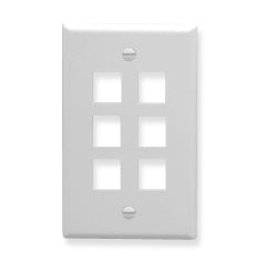 ICC Flat Faceplate 6-Port (White)