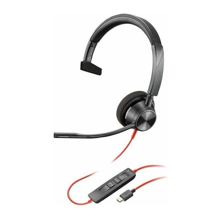 Poly Blackwire 3310 Monaural Microsoft Teams Certified USB-C Headset +USB-C/A Adapter HP 8X216AA (New)