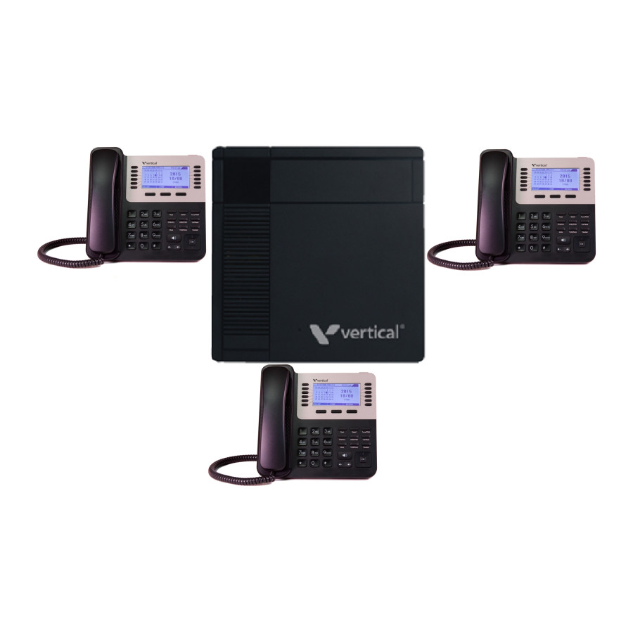 Vertical Vodavi VS100-3VU40 Summit 100 KSU - 12 Ext, 4port 2 hrs VM, 2ch VoIP, 3 VU-9240-00 Phones (New)