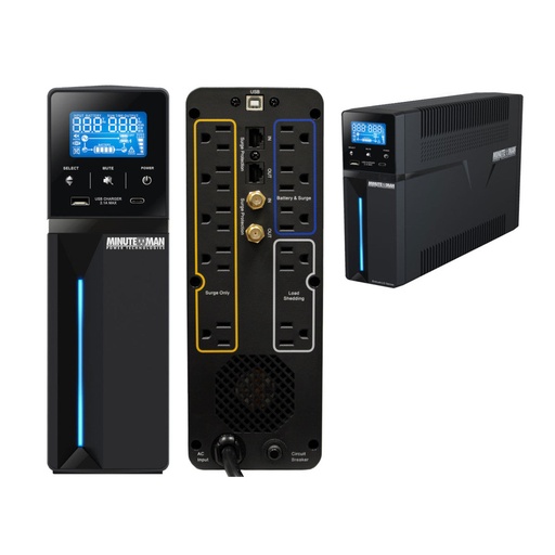 [MINETR1000LGU] MinuteMan ETR1000LGU Line-Interactive Mini Tower UPS 1000VA 600W 8-Outlet (New)